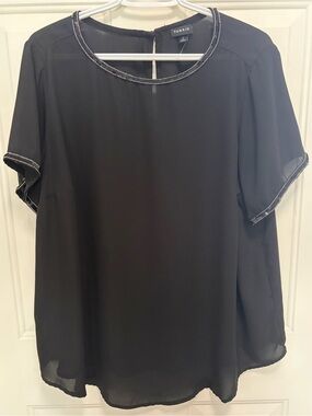 torrid Black Short Sleeve Blouse with Contrast Trim